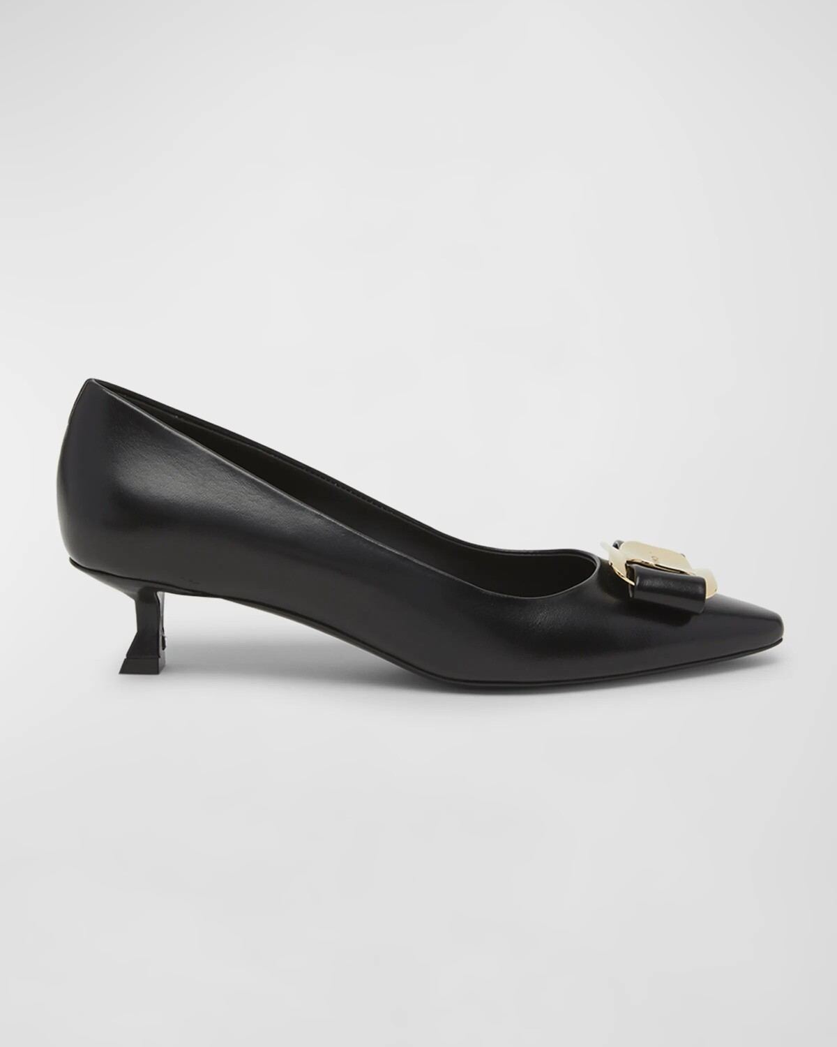 

Кожаные туфли Zelma на каблуке-рюмочке с бантом Ferragamo, цвет Nero