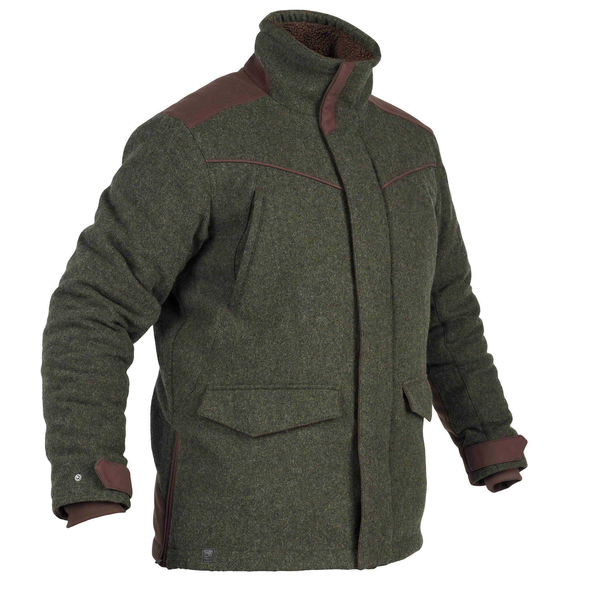 Теплая шерстяная спортивная куртка Decathlon Silent Country 900 Solognac, зеленый фотографии