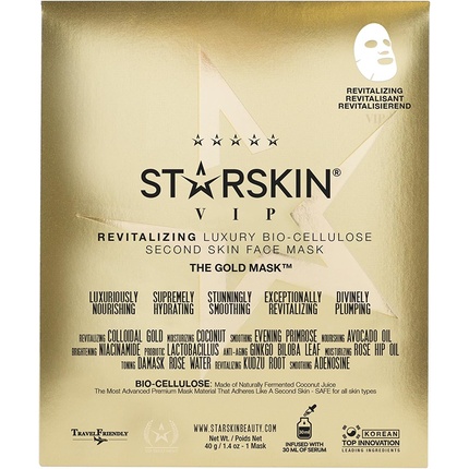Роскошная восстанавливающая биоцеллюлозная маска для лица Gold Mask VIP Starskin