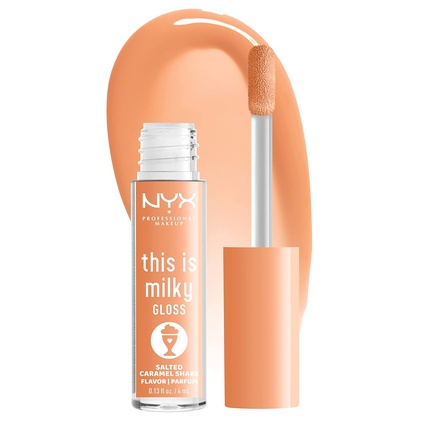 

NYX PROFESSIONAL MAKEUP Блеск для губ This Is Milky Gloss с 12-часовым увлажнением Веганский соленый карамельный коктейль, 0,13 жидких унции