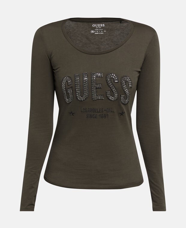 

Топ с длинными рукавами Guess, мох