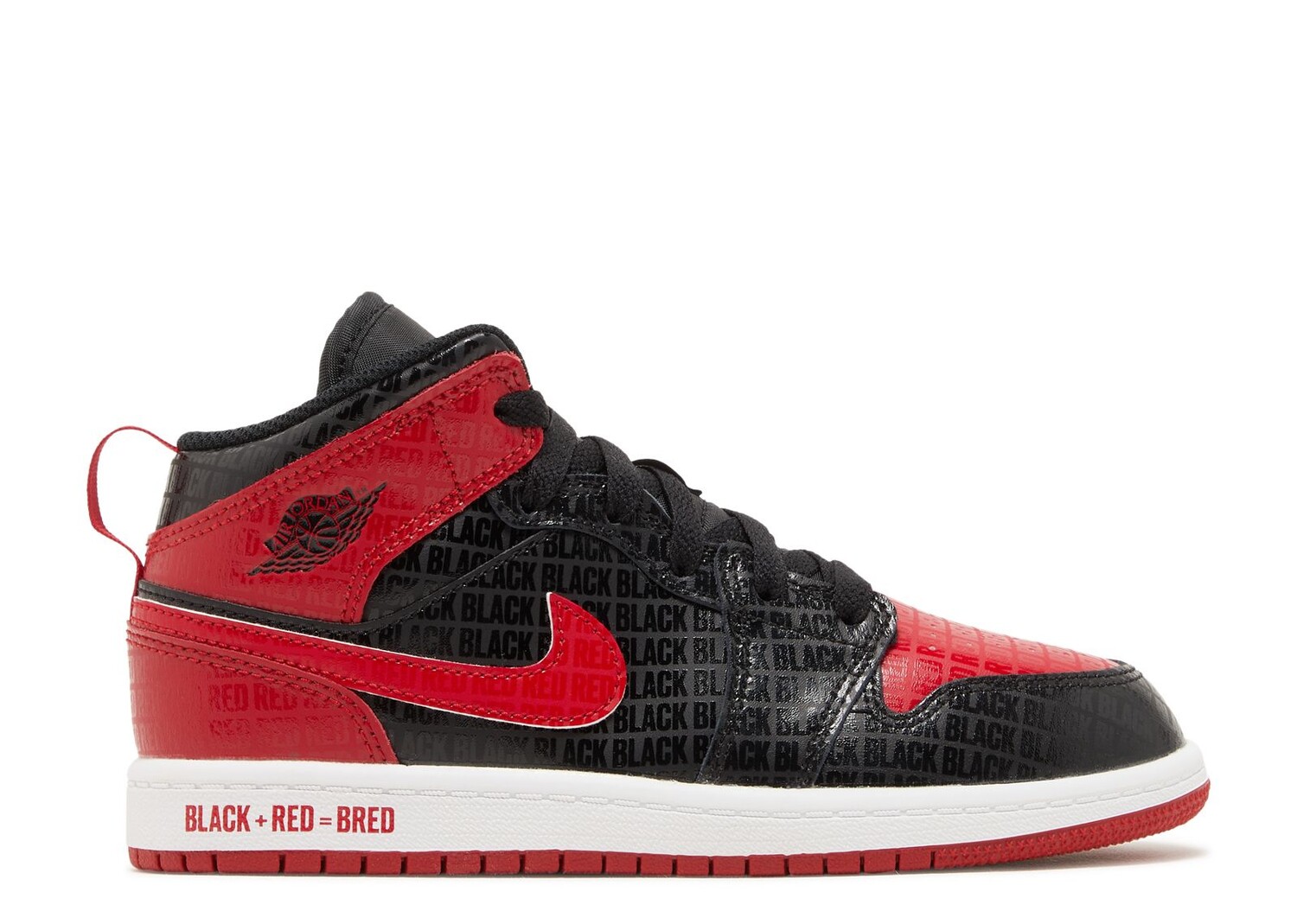 

Кроссовки Air Jordan Air Jordan 1 Mid Ss Ps 'Black + Red = Bred', черный