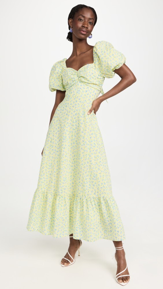 

Платье миди English Factory Floral Back Tiered, желтый