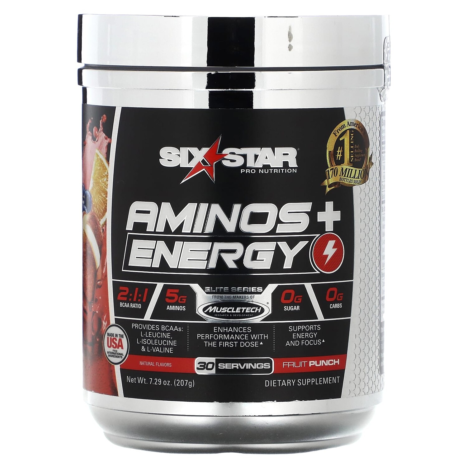 

Elite Series, Aminos + Energy, фруктовый пунш, 207 г (7,29 унции), SIXSTAR