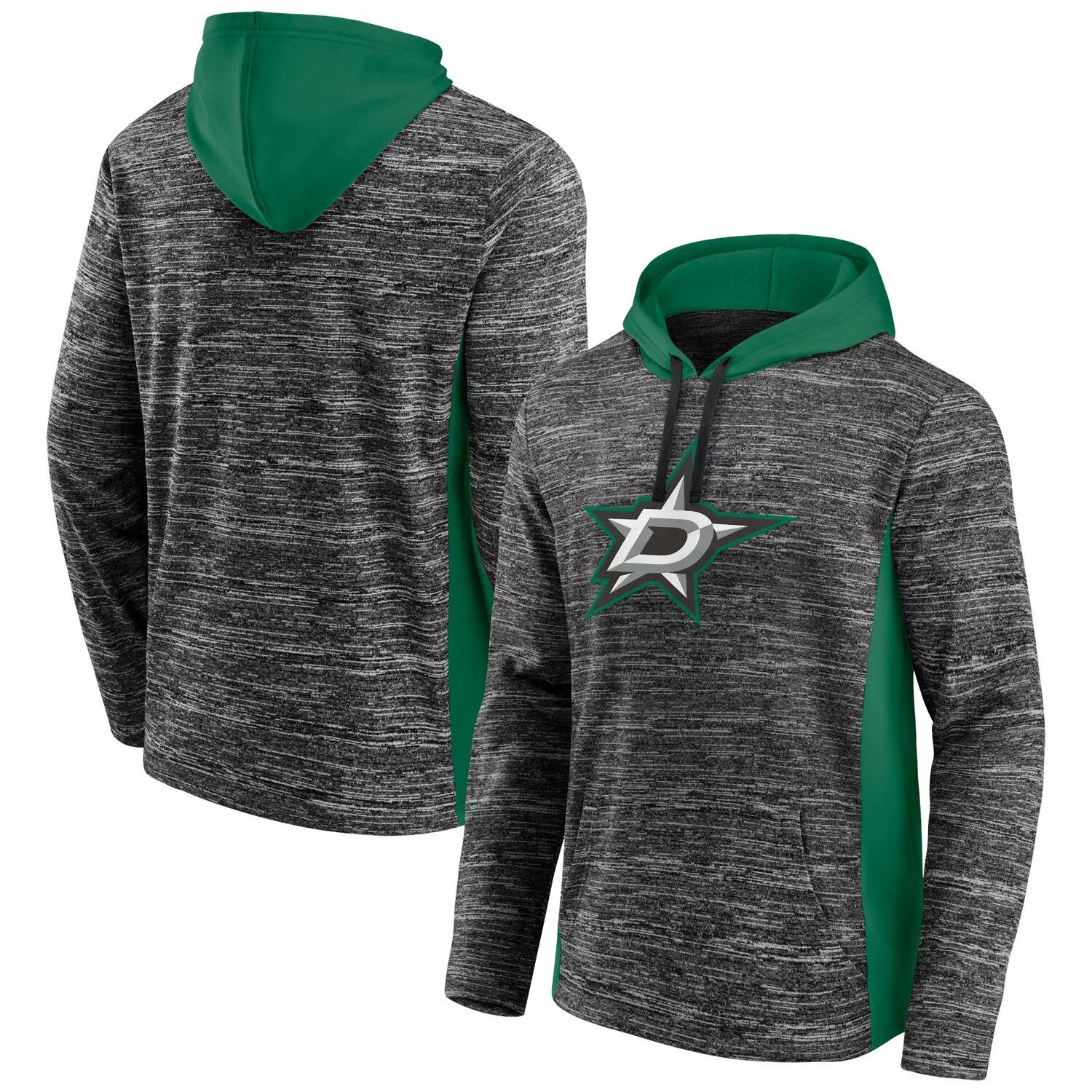 цена Мужской пуловер с капюшоном Fanatics Branded Charcoal/Kelly Green Dallas Stars Instant Replay Space-Dye