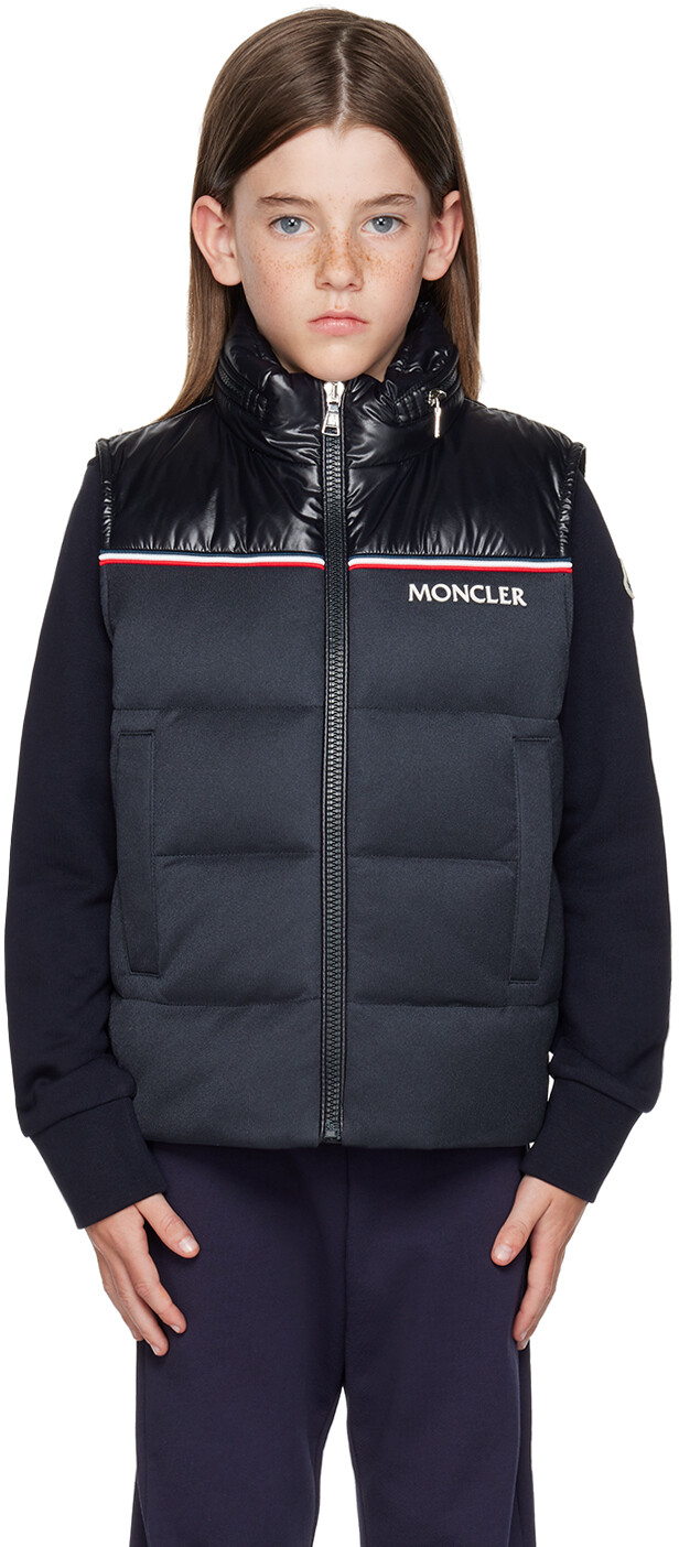 

Moncler Enfant Kids Черный и темно-синий пуховик Peter