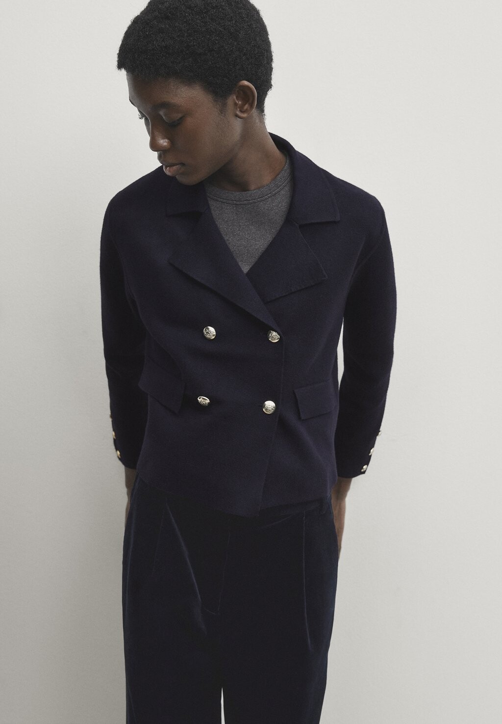 

Куртка With Buttons Massimo Dutti, цвет blue black denim