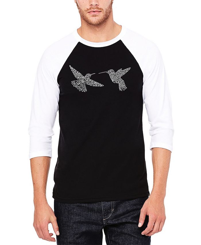 Мужская бейсбольная футболка с изображением колибри реглан Word Art LA Pop Art, черный
