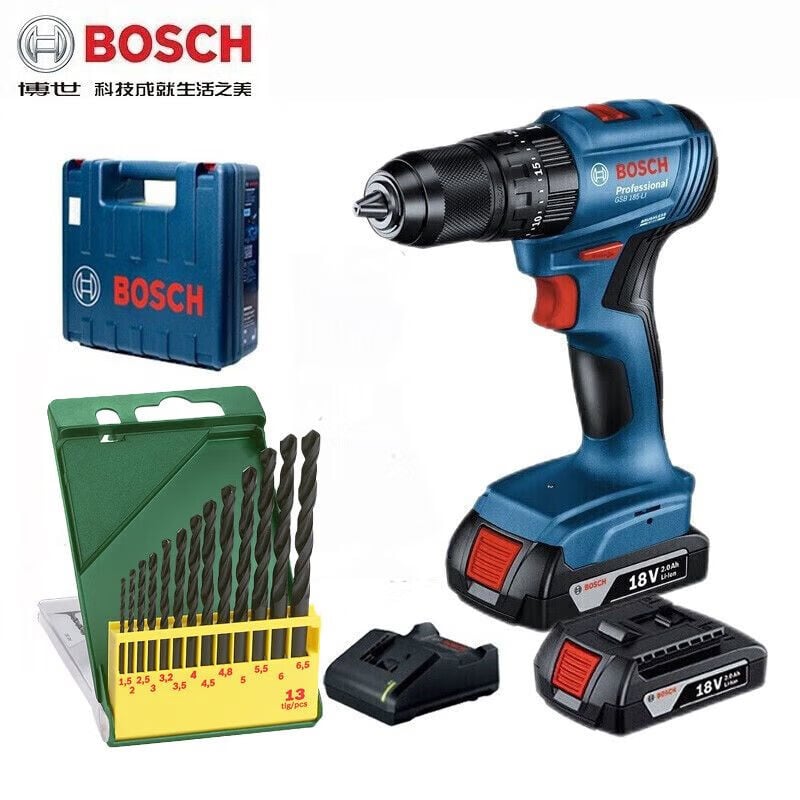 Дрель Bosch GSB185LI + насадки, два аккумулятора, зарядное устройство