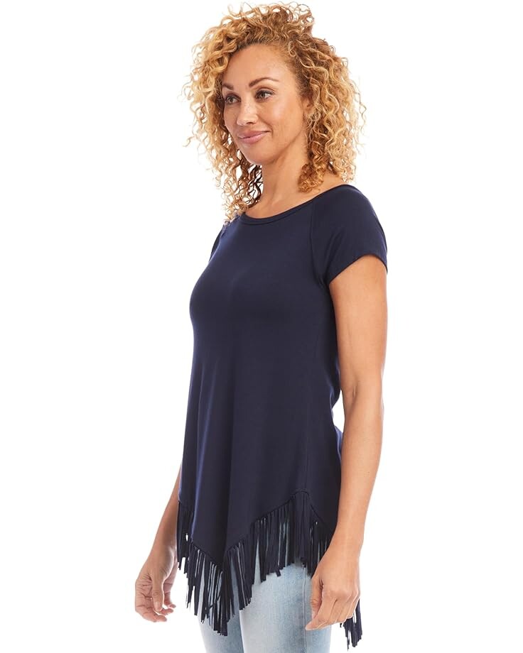 

Топ Karen Kane Angled Fringe Top, темно-синий
