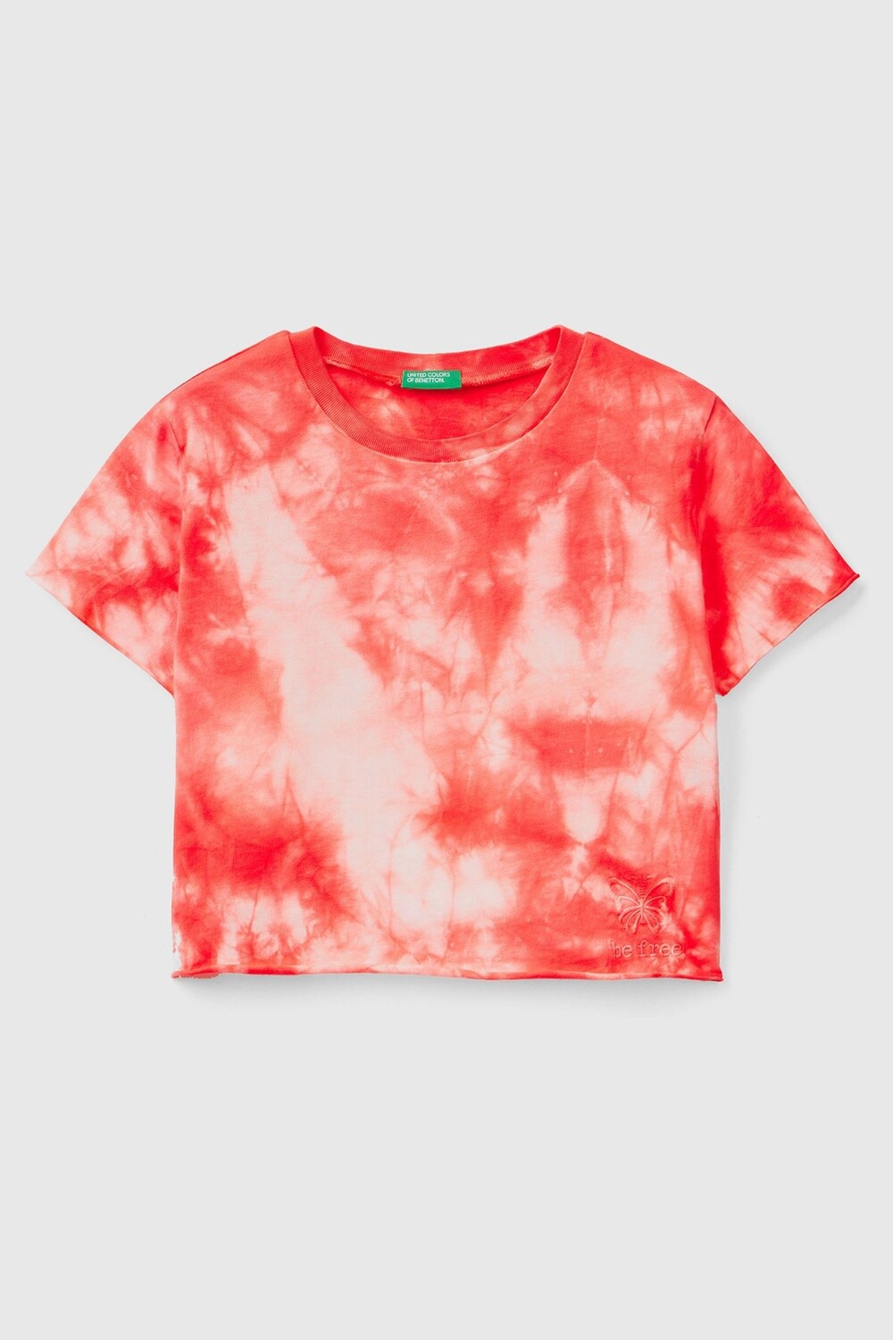 

Розовая футболка с эффектом тай-дай Benetton, розовый