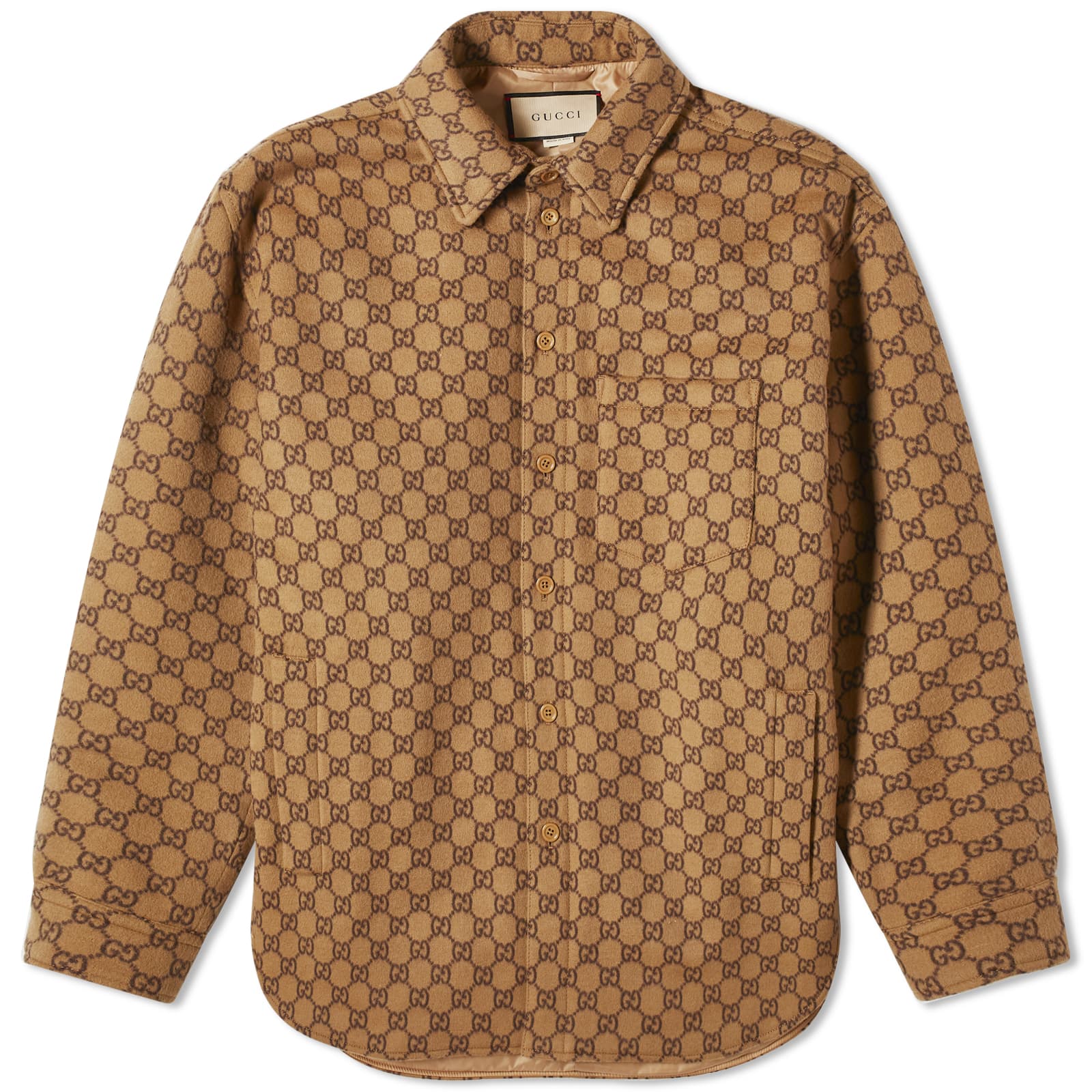 Рубашка Gucci Gg Monogram Overshirt, цвет Camel