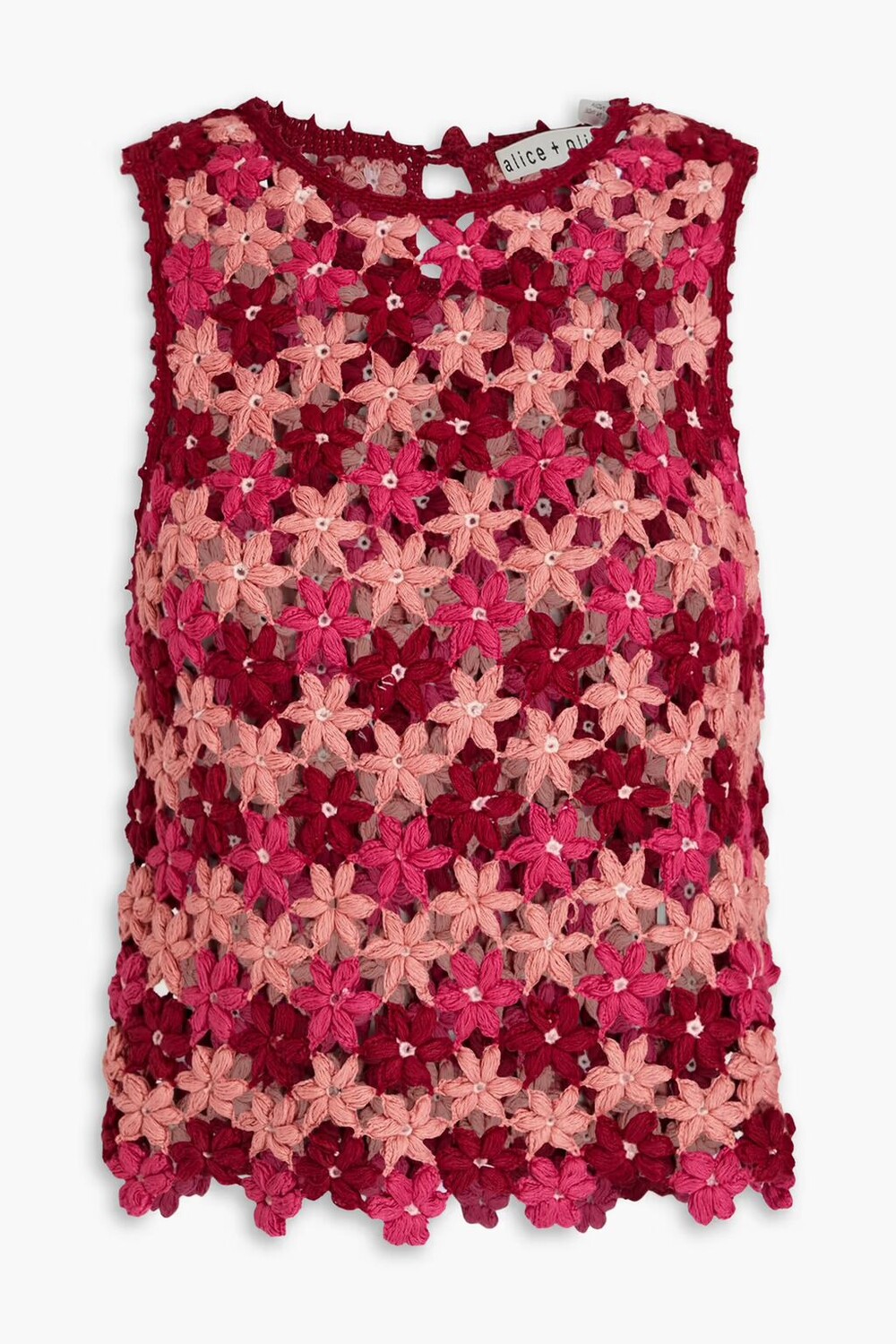 

Хлопковый топ Reva, связанный крючком Alice + Olivia, античная роза