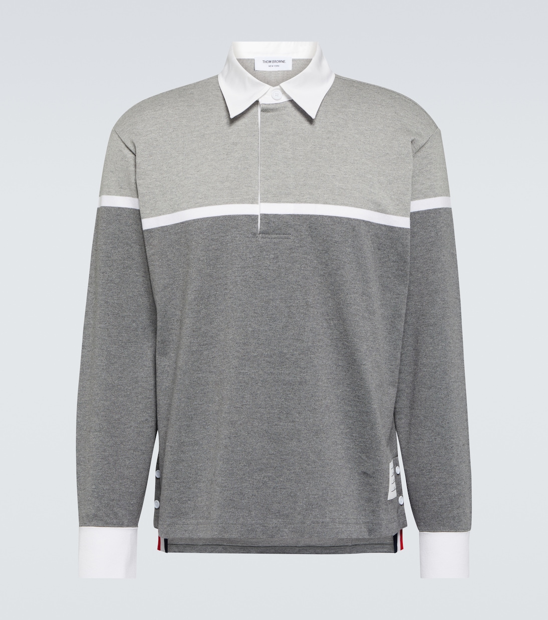 Рубашка-поло в полоску с 4 полосками Thom Browne, мультиколор шерстяной свитер поло с 4 полосками thom browne серый