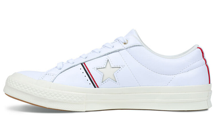 

Белые низкие кеды Converse One Star с окантовкой/Красная эмаль/Цапля