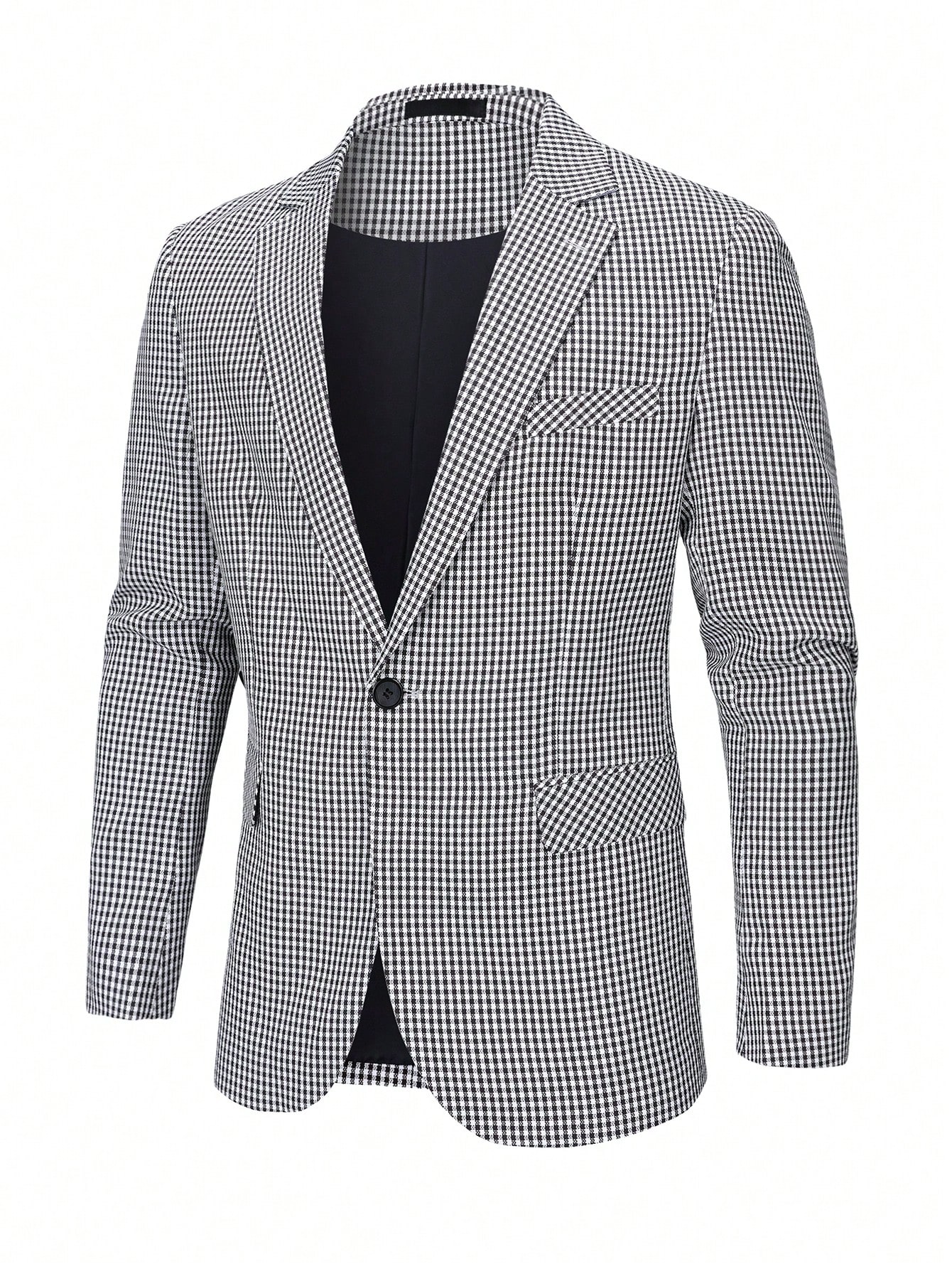 Мужской пиджак Manfinity Mode с клетчатым принтом и воротником с лацканами, черное и белое