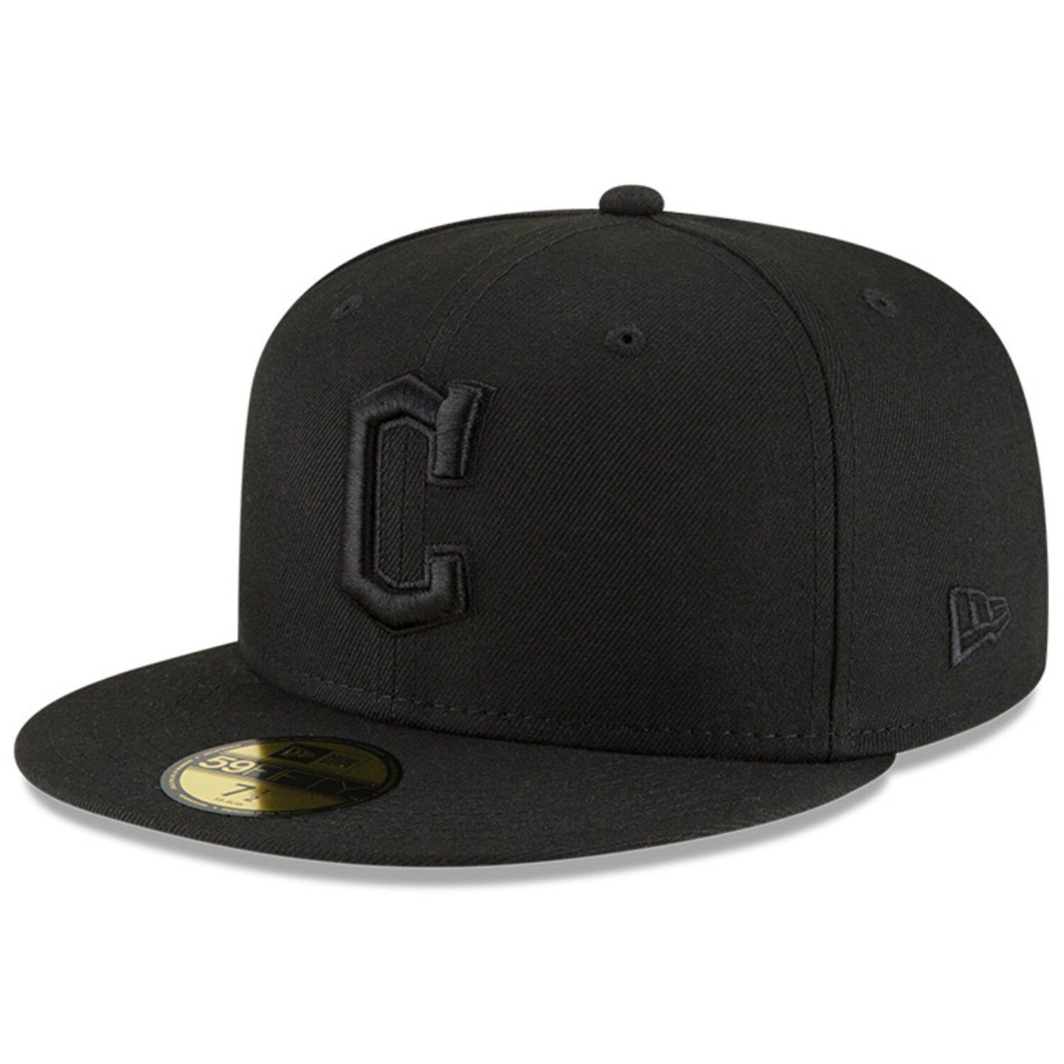 Мужская приталенная кепка New Era черная/черная Cleveland Guardians 59FIFTY