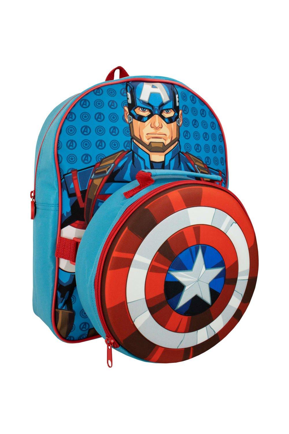 Детский комплект рюкзака и сумки для обеда «Капитан Америка» Avengers, синий рюкзак плюшевый капитан америка на молнии с карманом 19х22 см мстители