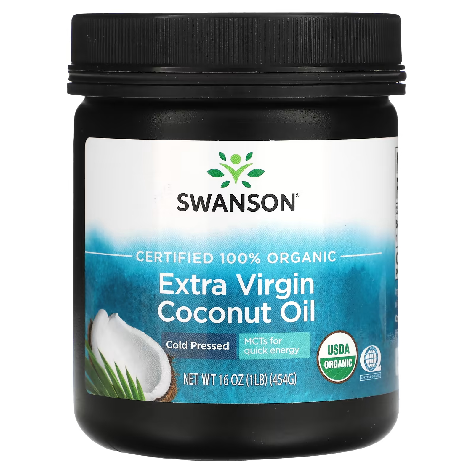 Кокосовое масло Swanson Extra Virgin холодного отжима, 1 фунт (454 г) nature s way органическое кокосовое масло холодного отжима extra virgin 16 унций 454 г