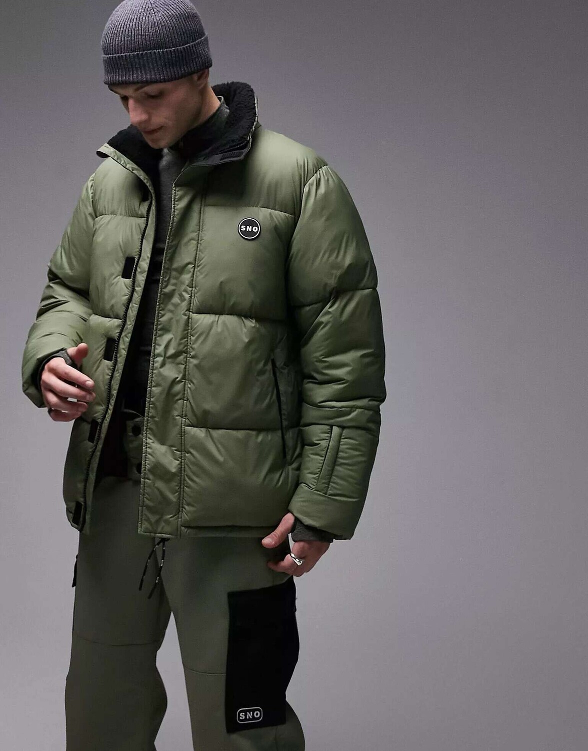 

Пуховик Topman Sno с капюшоном цвета хаки
