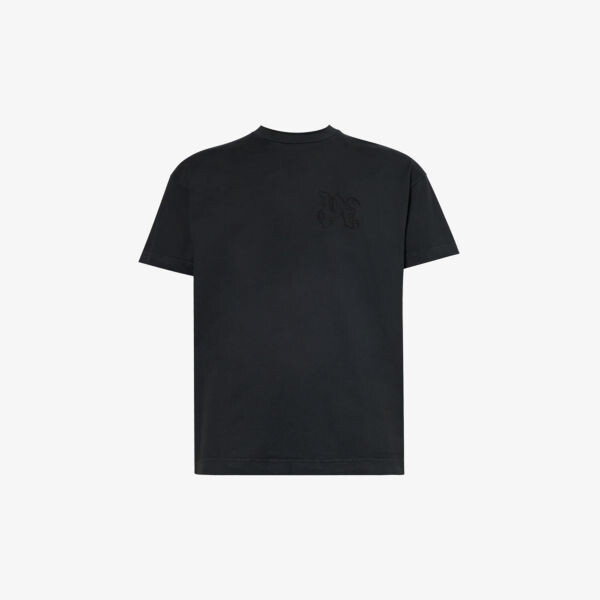 

Футболка из хлопкового джерси с фирменной нашивкой monogram Palm Angels, черный