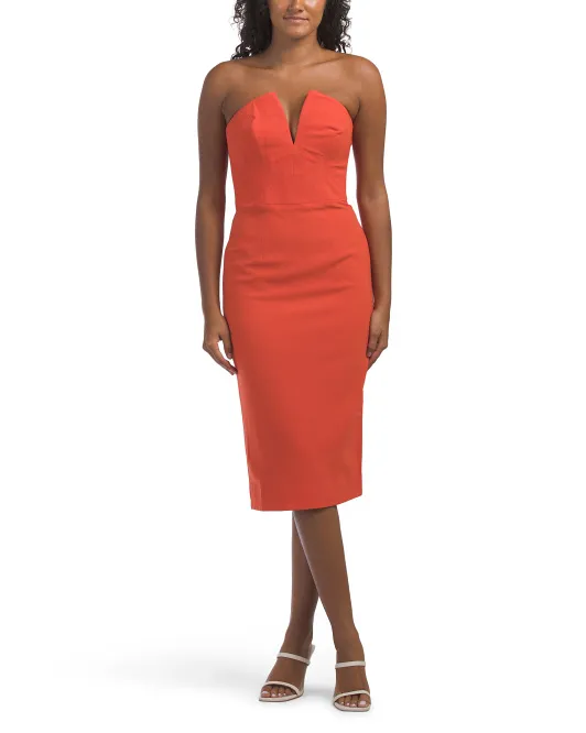 

Коктейльное мини-платье без бретелек Perla Dress The Population, цвет Poppy