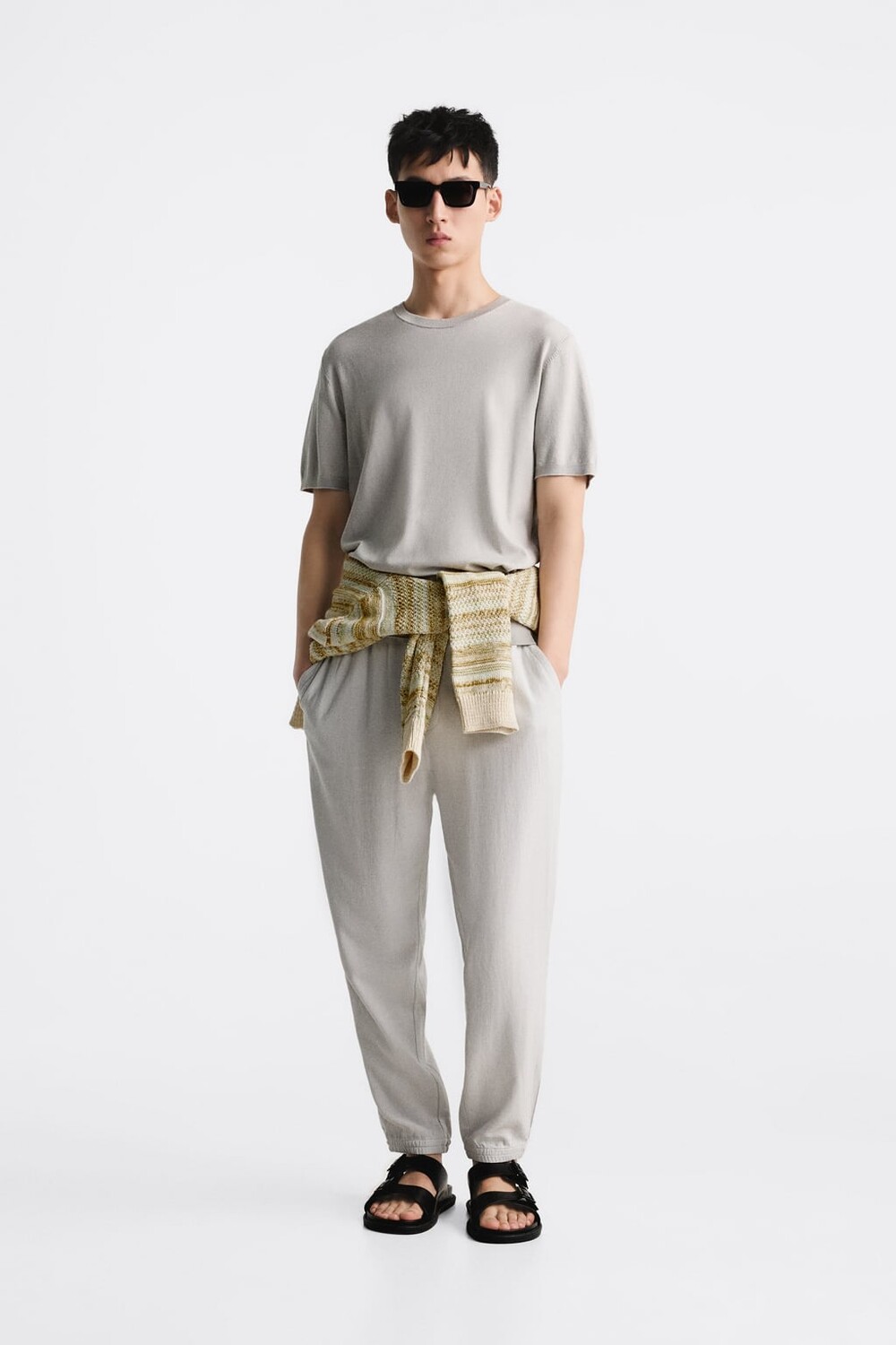 

Брюки из вискозы - льна ZARA, серый