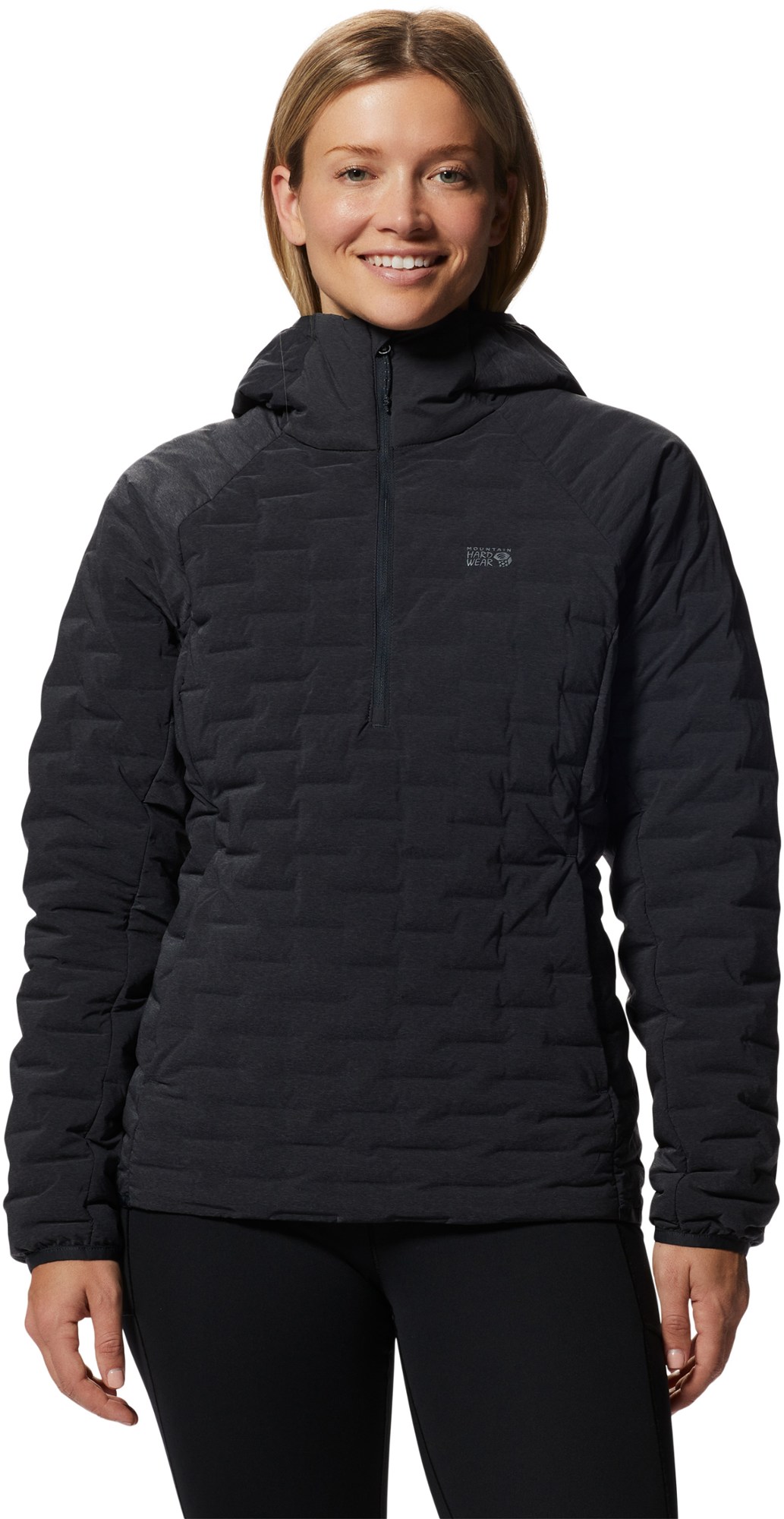 пуховик мужской mountain hardwear stretchdown™ light jacket синий Легкий пуловер стрейч-даун – женский Mountain Hardwear, черный