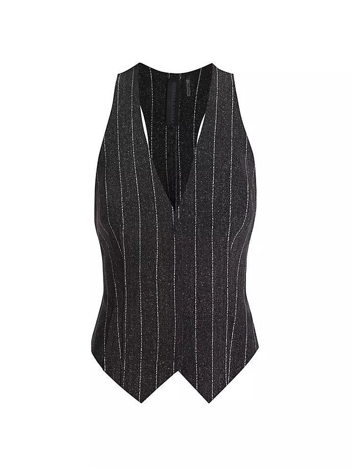 

Жилет в тонкую полоску с гоночной спиной Norma Kamali, цвет woven pinstripe