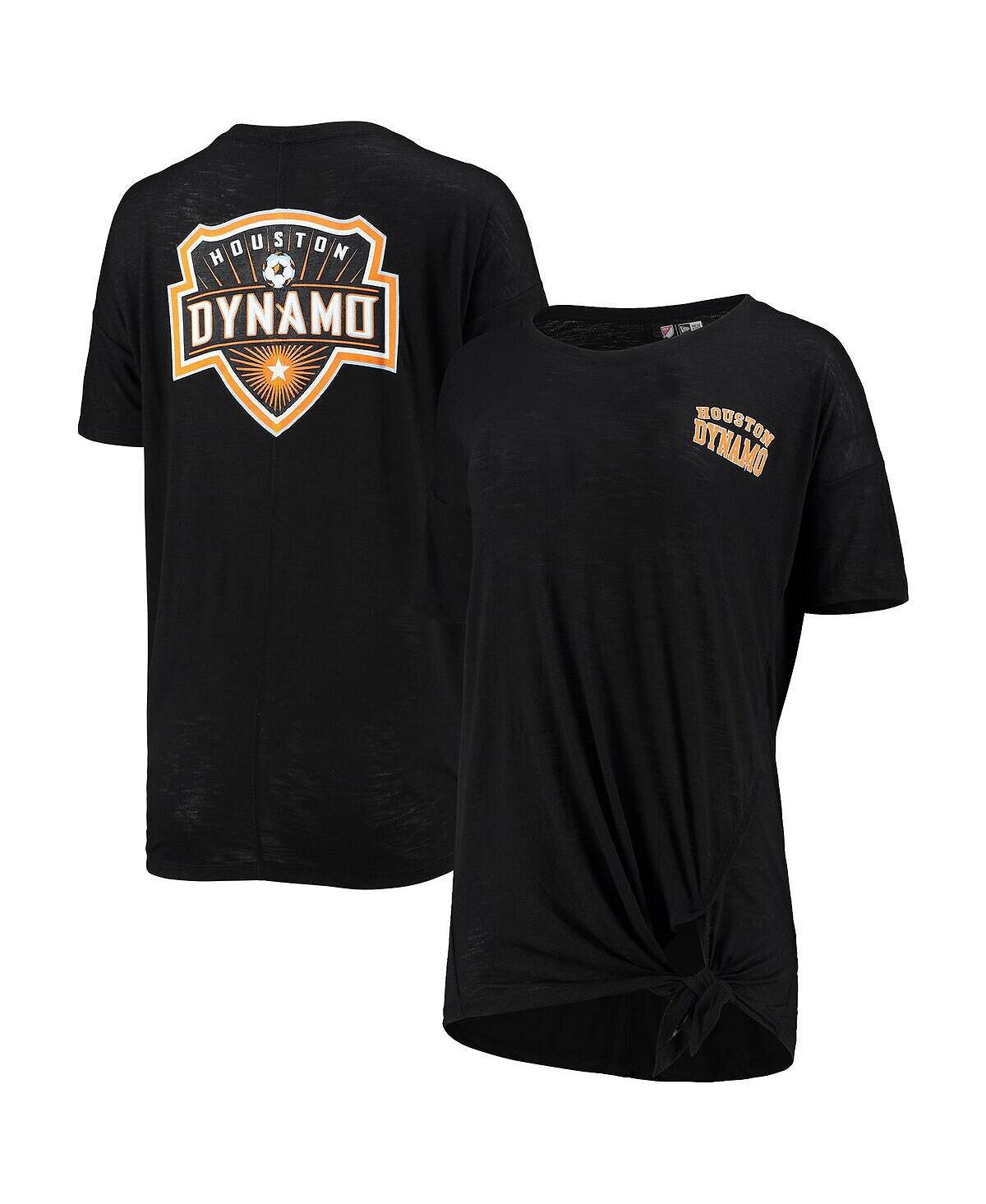 

Женская футболка 5th & Ocean by Black Houston Dynamo FC с завязками по бокам Burnout с овальным вырезом New Era, черный