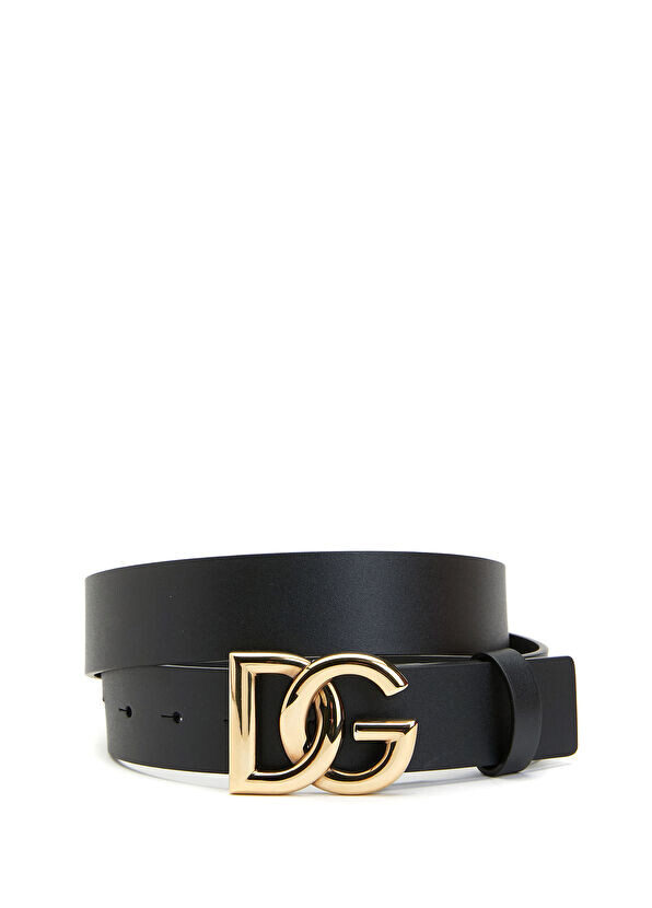 

Золотой мужской кожаный ремень Dolce&Gabbana, черный