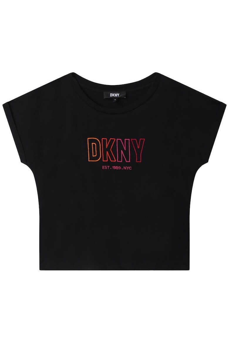 

Хлопковая футболка с вышитым логотипом Dkny, черный