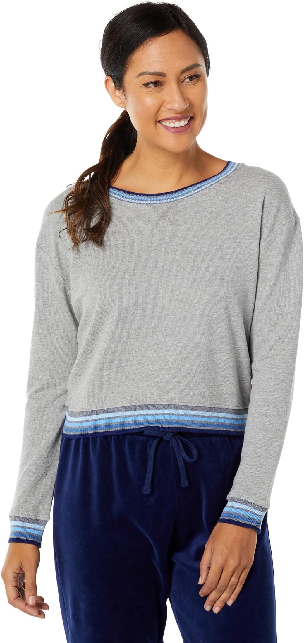 цена Пуловер с контрастной полосой Sundown Jada из махрового хлопка и модала Splendid, цвет Heather Charcoal
