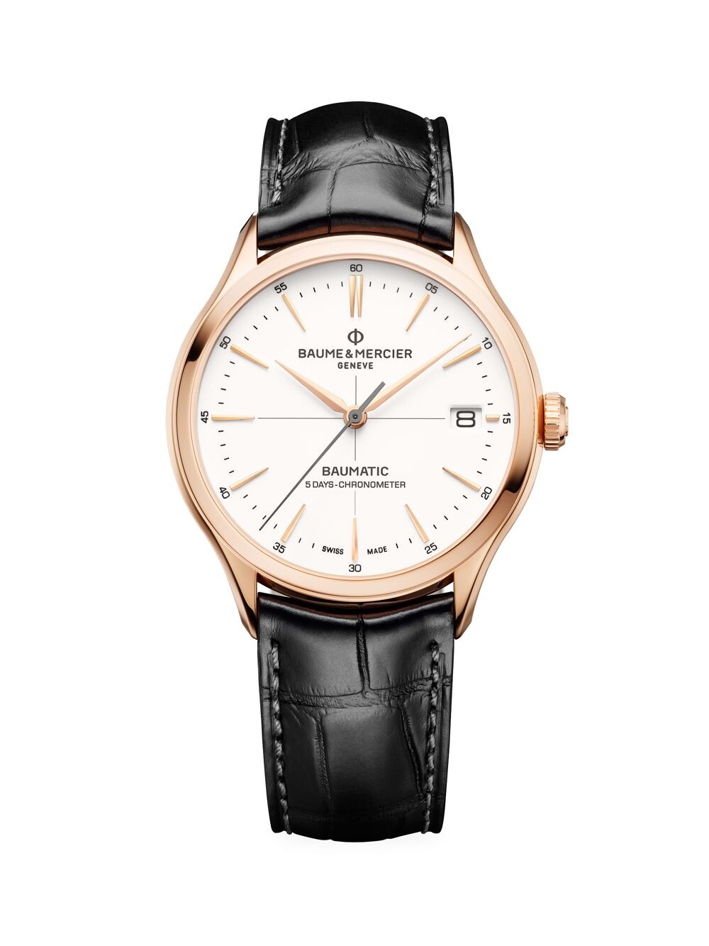

Часы Clifton Baumatic из 18-каратного розового золота и ремешка из кожи аллигатора с хронометром Baume & Mercier, роза