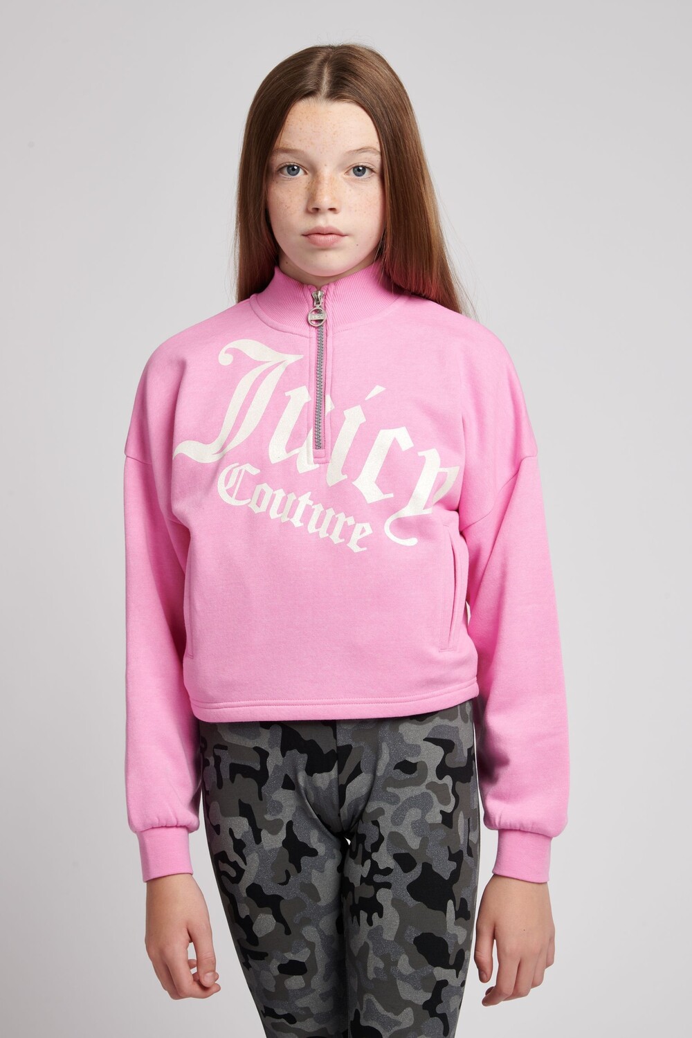 

Розовый свитшот на короткой молнии и стеганой вставке Juicy Couture, розовый