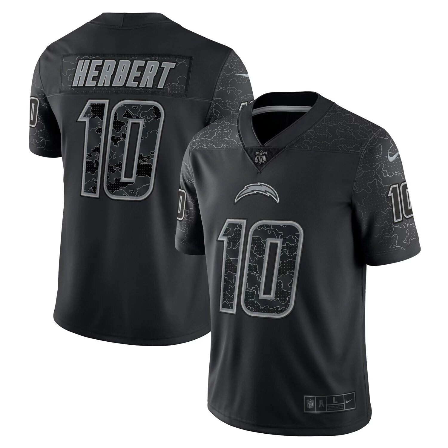 

Мужское черное джерси Justin Herbert Los Angeles Chargers RFLCTV Limited Nike, Черный