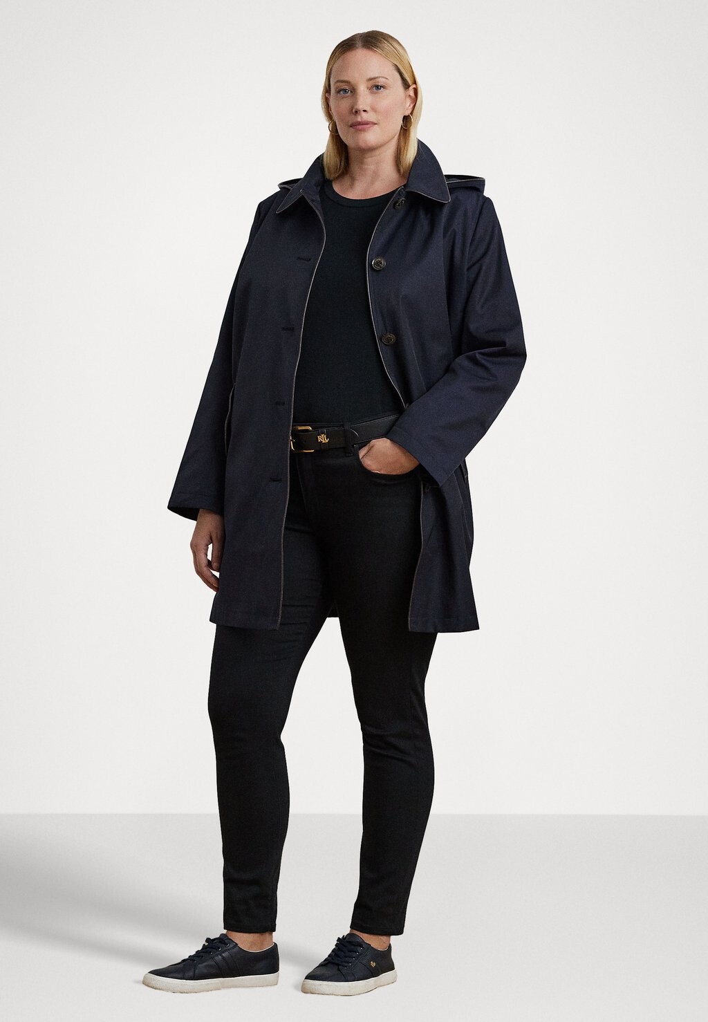 Парка FAUX-LEATHER-TRIM HOODED COAT Ralph Lauren, темно-синий