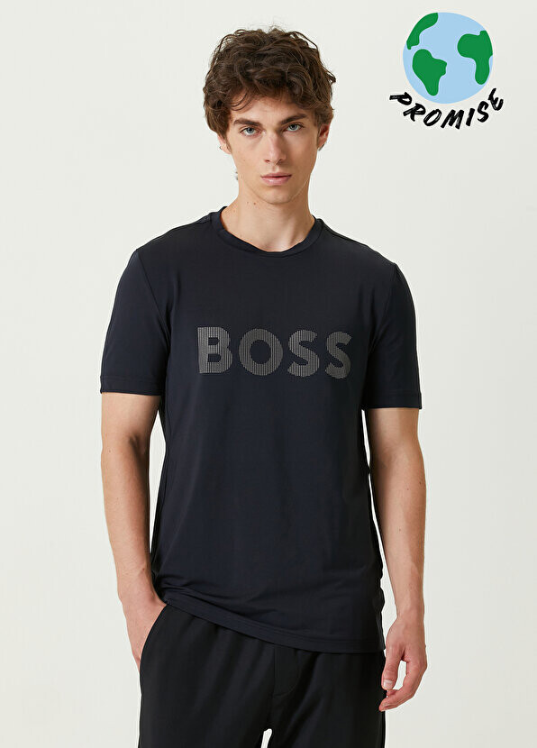 

Темно-синяя базовая футболка с логотипом Boss, Синий