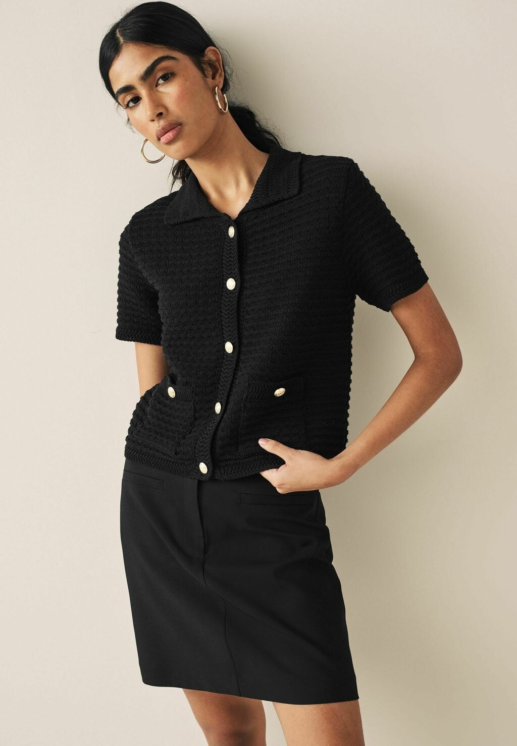 

Кардиган SHORT SLEEVE BUTTON UP REGULAR FIT Next, цвет black