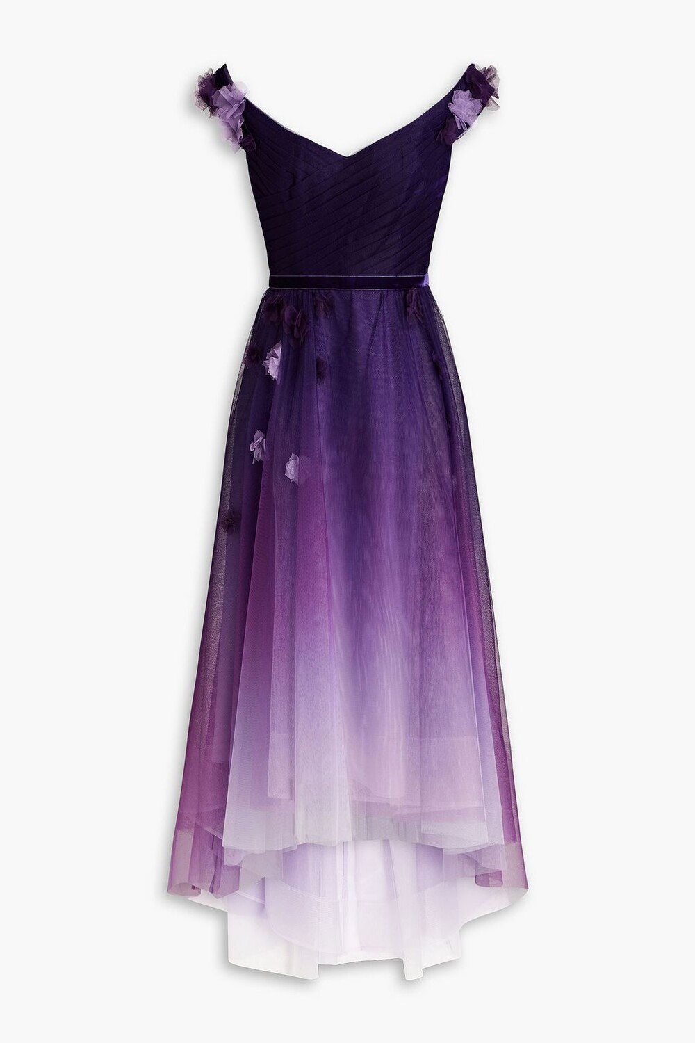 

Платье из тюля деграде с открытыми плечами MARCHESA NOTTE, фиолетовый