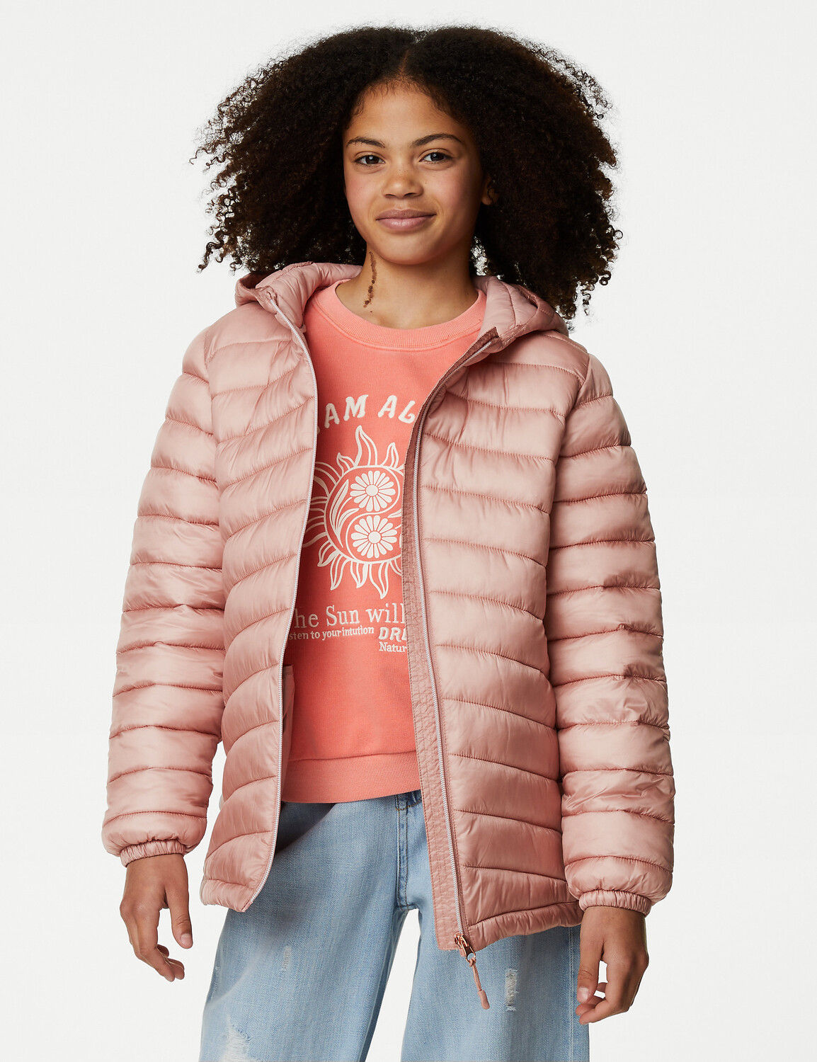 

Легкое стеганое пальто Stormwear (6–16 лет) Marks & Spencer, розовый