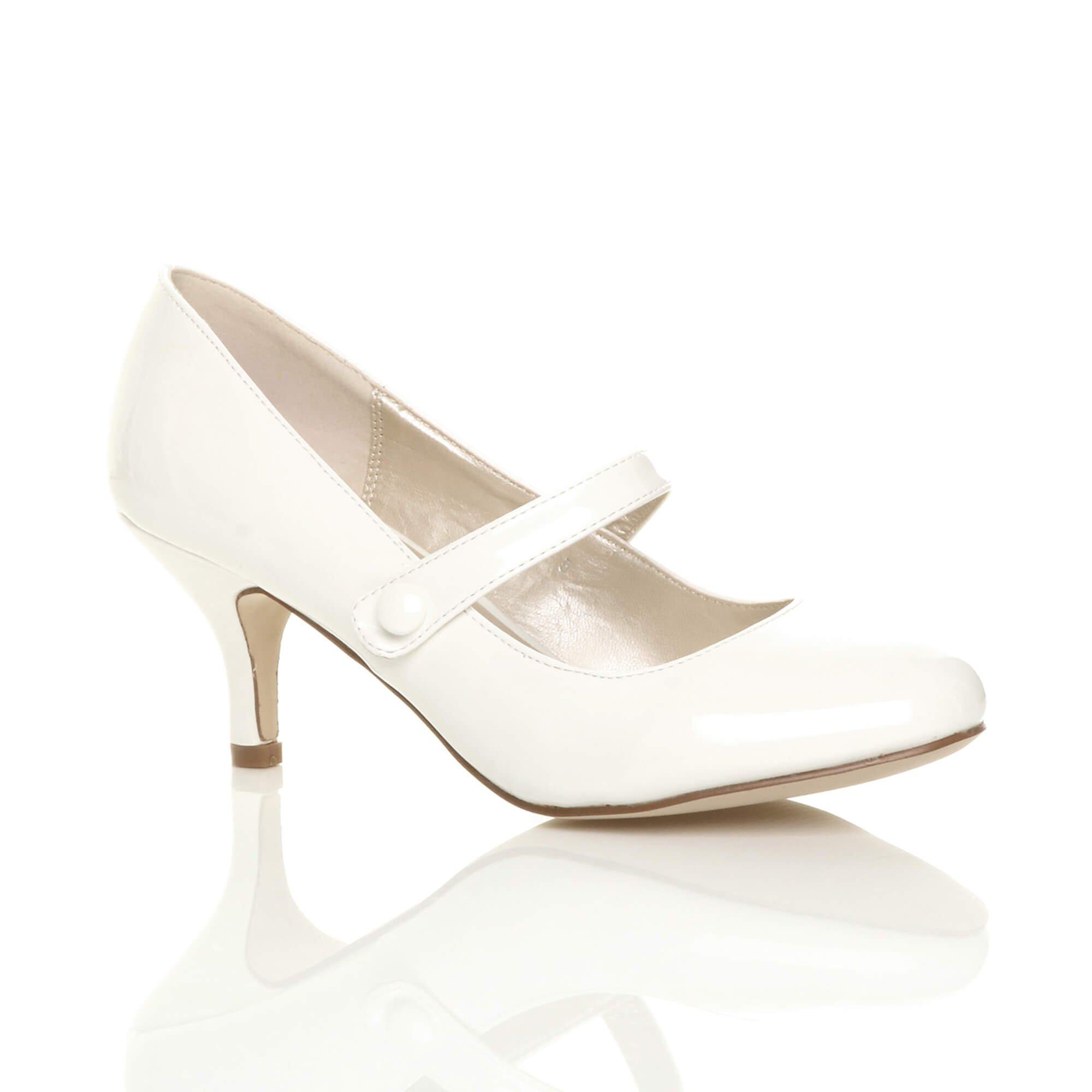 Лакированные туфли-лодочки Mary Jane на среднем каблуке AJVANI, белый туфли лодочки женские на платформе классические свадебные туфли мэри джейн средний каблук черные белые 2021