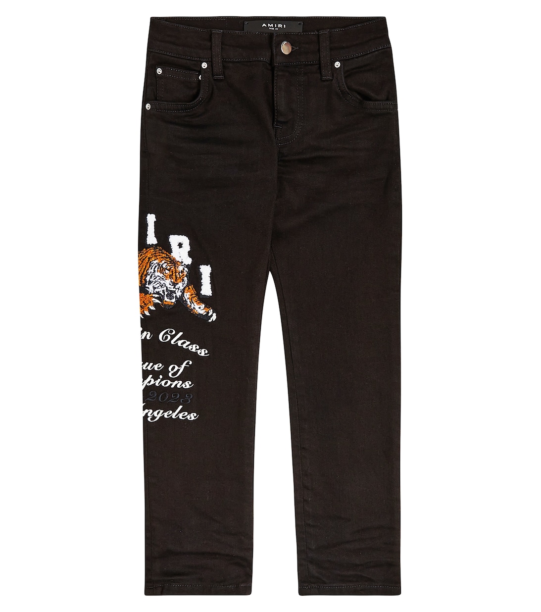 цена Узкие джинсы с вышитым логотипом Amiri, черный