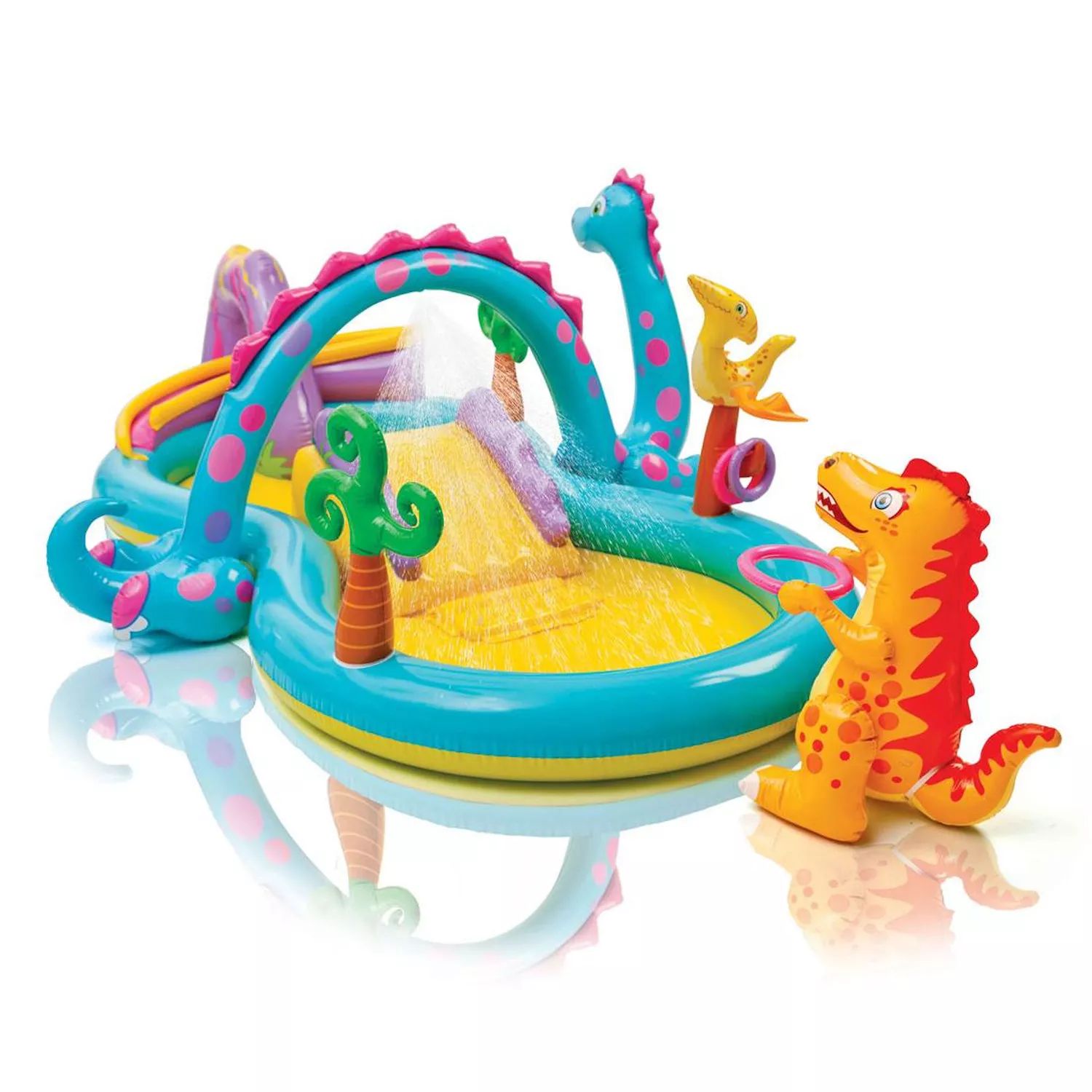Детский надувной бассейн Intex Dinoland и надувной детский бассейн на заднем дворе с океаном Intex intex бассейн dinoland с горкой разноцветный