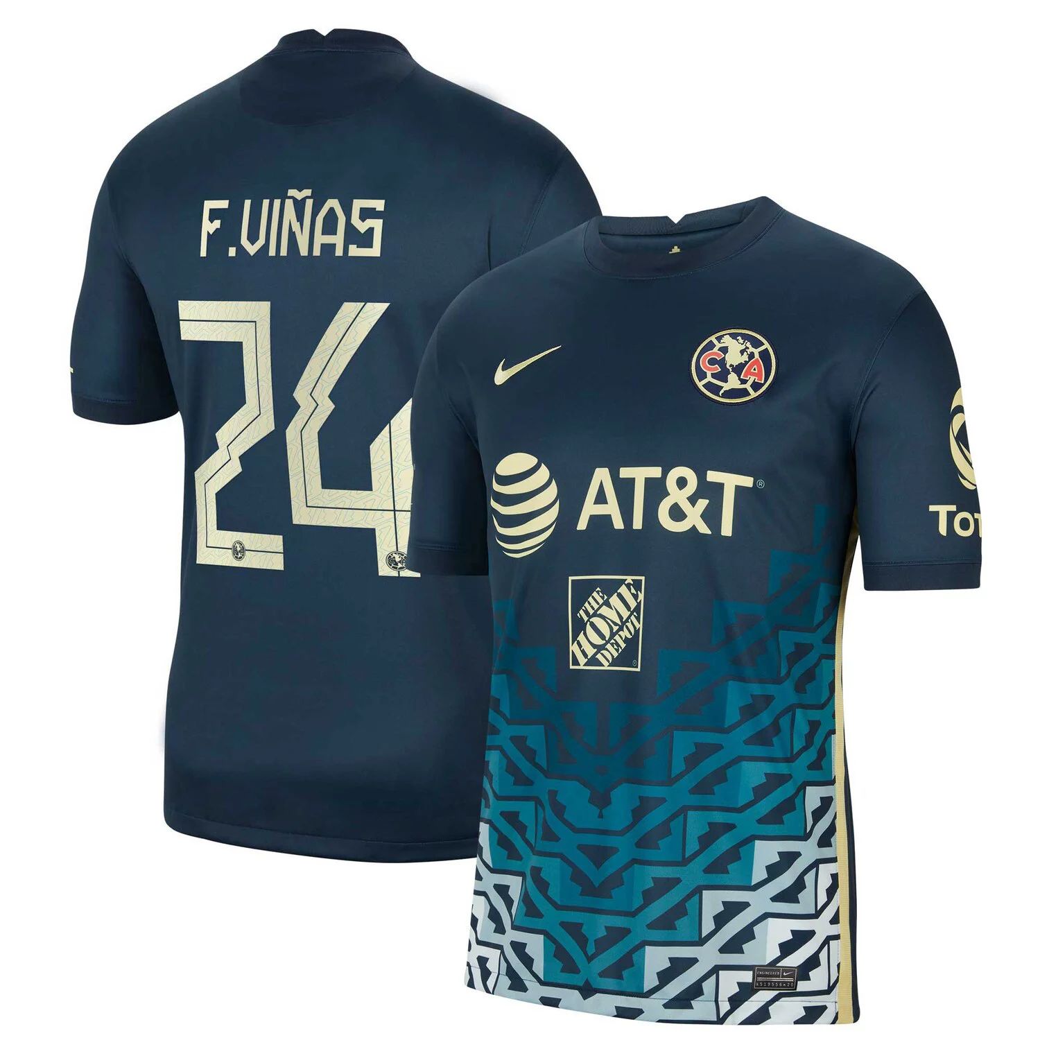 

Молодежная футболка Nike Federico Viñas Navy Club America 2021/22, реплика игрока на выездном стадионе Breathe Stadium Nike