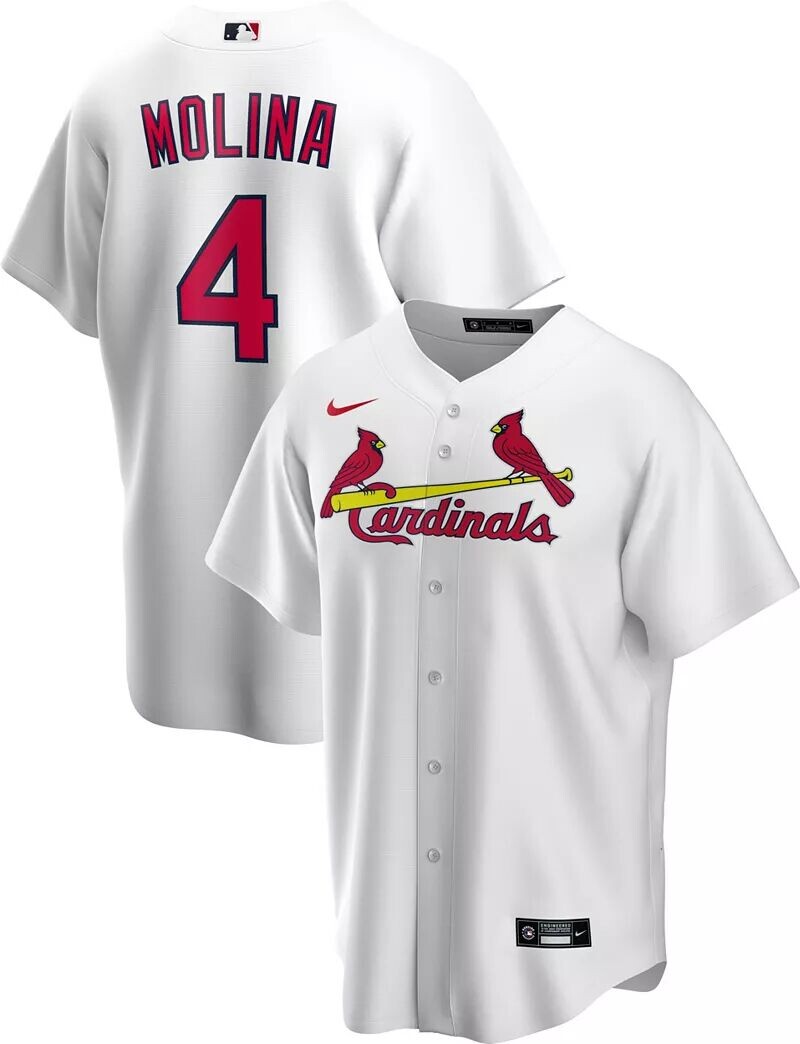 

Мужская реплика Nike St. Louis Cardinals Yadier Molina #4, белая крутая базовая майка