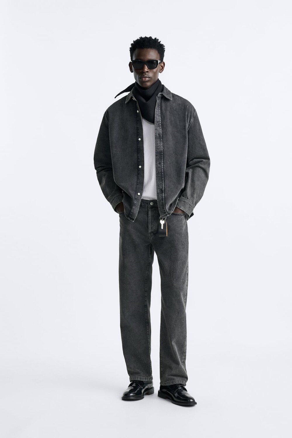 

Джинсовая рубашка ZARA, серый