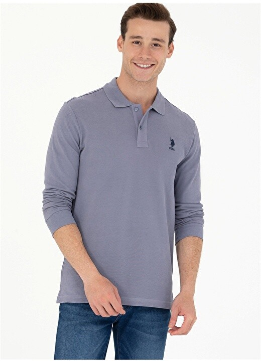 

Серая мужская толстовка с воротником поло U.S. Polo Assn., Серый