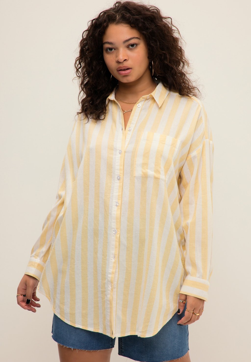Блузка-рубашка STREIFEN HEMDKRAGEN LANGARM Studio Untold, цвет jaune tendre