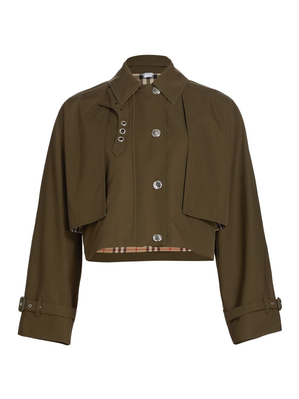

Укороченная куртка из тропического габардина Burberry, хаки